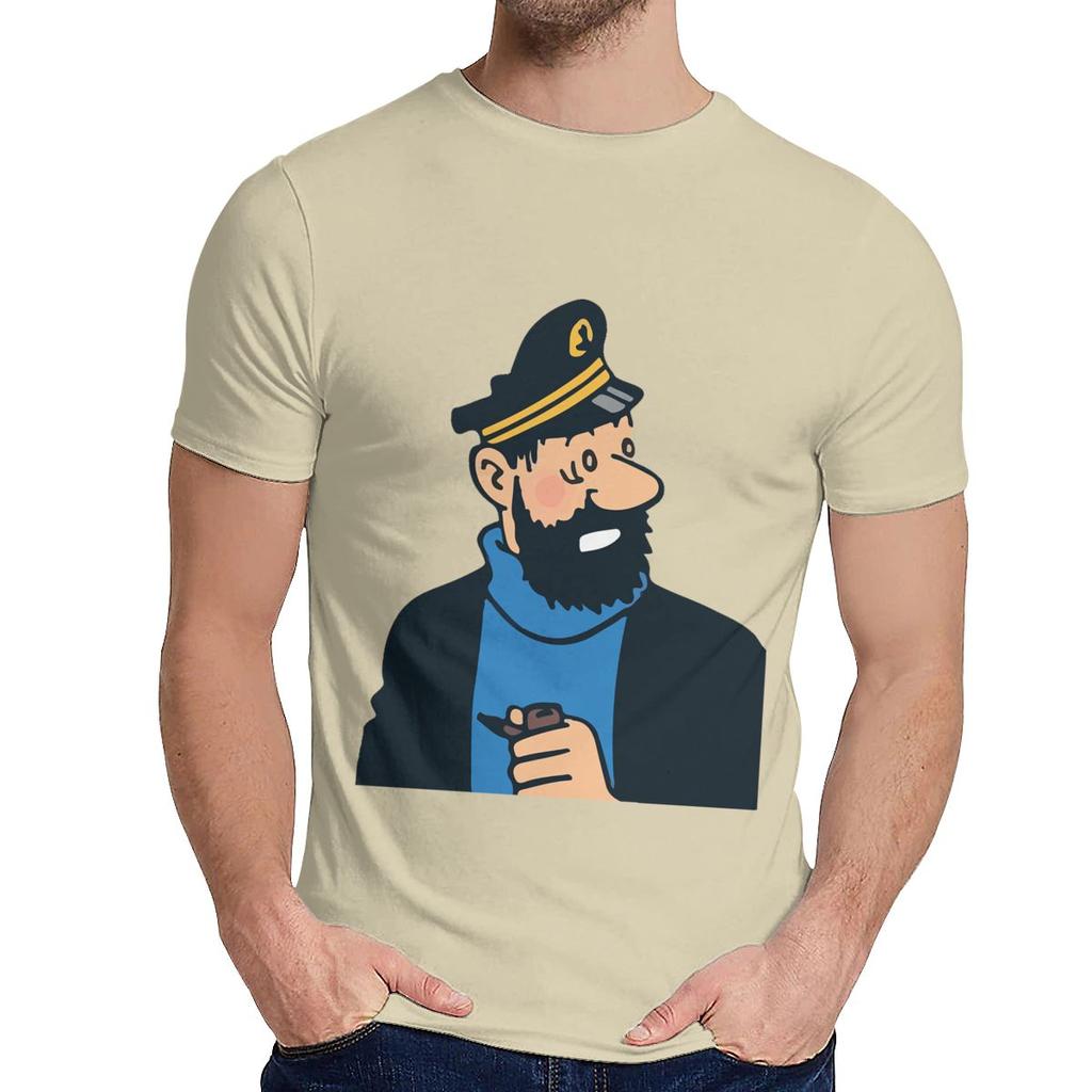 Natural Cotton Captain Haddock The Adventures Of Tintin T Shirt Unisex Design Leisure Fashion O