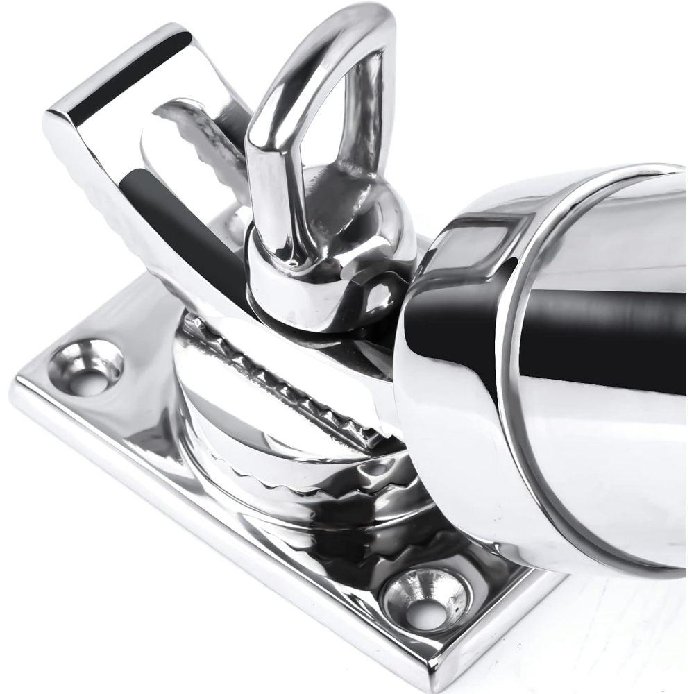 360° Adjustable Fishing Rod Holder – Deck Mount 316 Stainless Steel Rod Pod Rack With Protective Rubber, For Marine Boat Yacht (Mirror Polish)