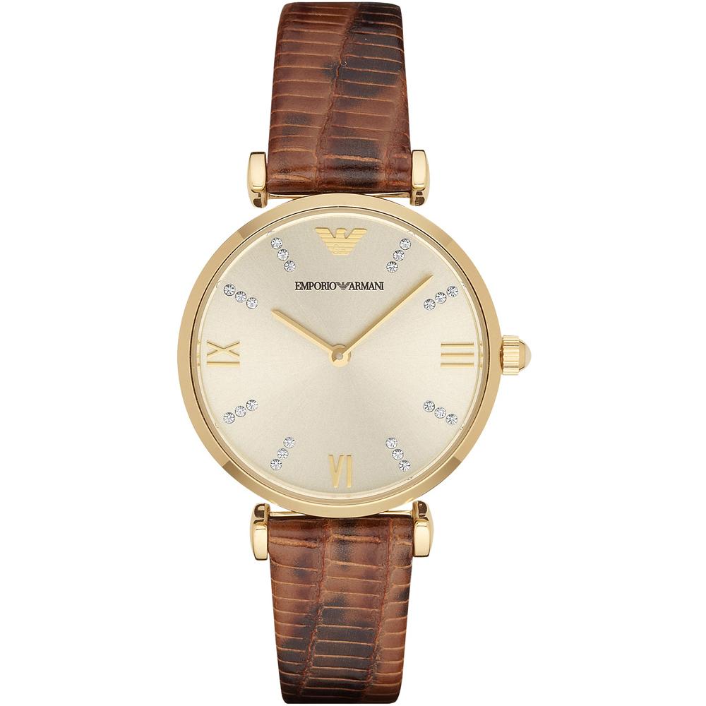 

Emporio Armani Gianni T-Bar Beige Brown Leather Ladies Quartz AR1883 бежевый