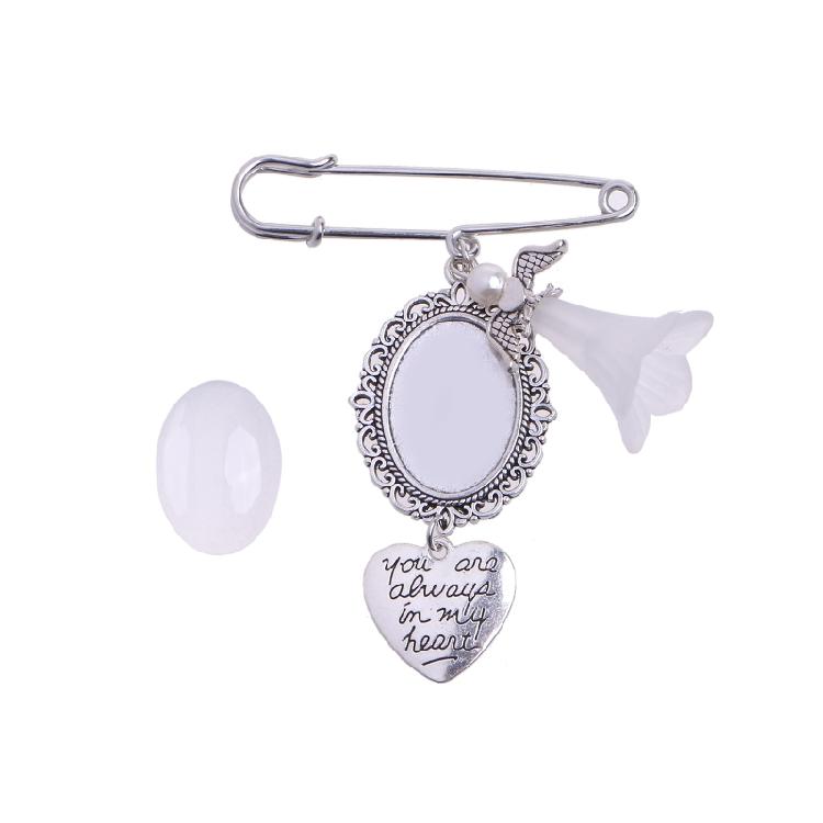 

Oval Glass Cabochons Boutonniere Bouquet Charms DIY Pin Brooch Making Kit 1