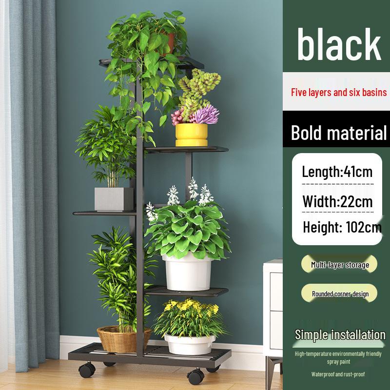 Wrought Iron Multi-layer Flower Stand Shelf for Indoor and Balcony Plant Display
