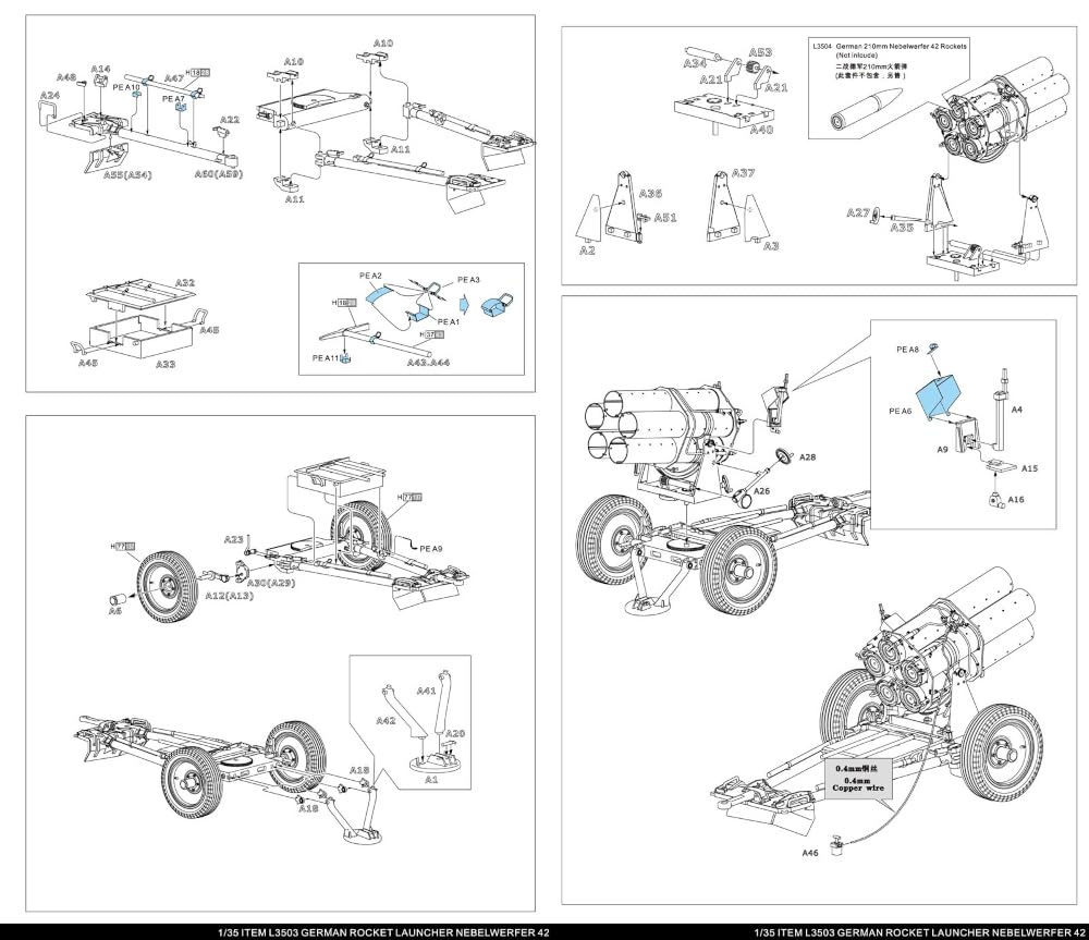 Great Wall Hobby WWII German 21cm Nebelwerfer Type 42 Multiple Rocket Launcher Plastic Model Kit L3503 1/35 (Military)
