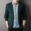 Men Shirt Fake Two-piece Cardigan Turn-down Collar Single-breasted Long Sleeves Color Matching Knitted Formal Business Style Top