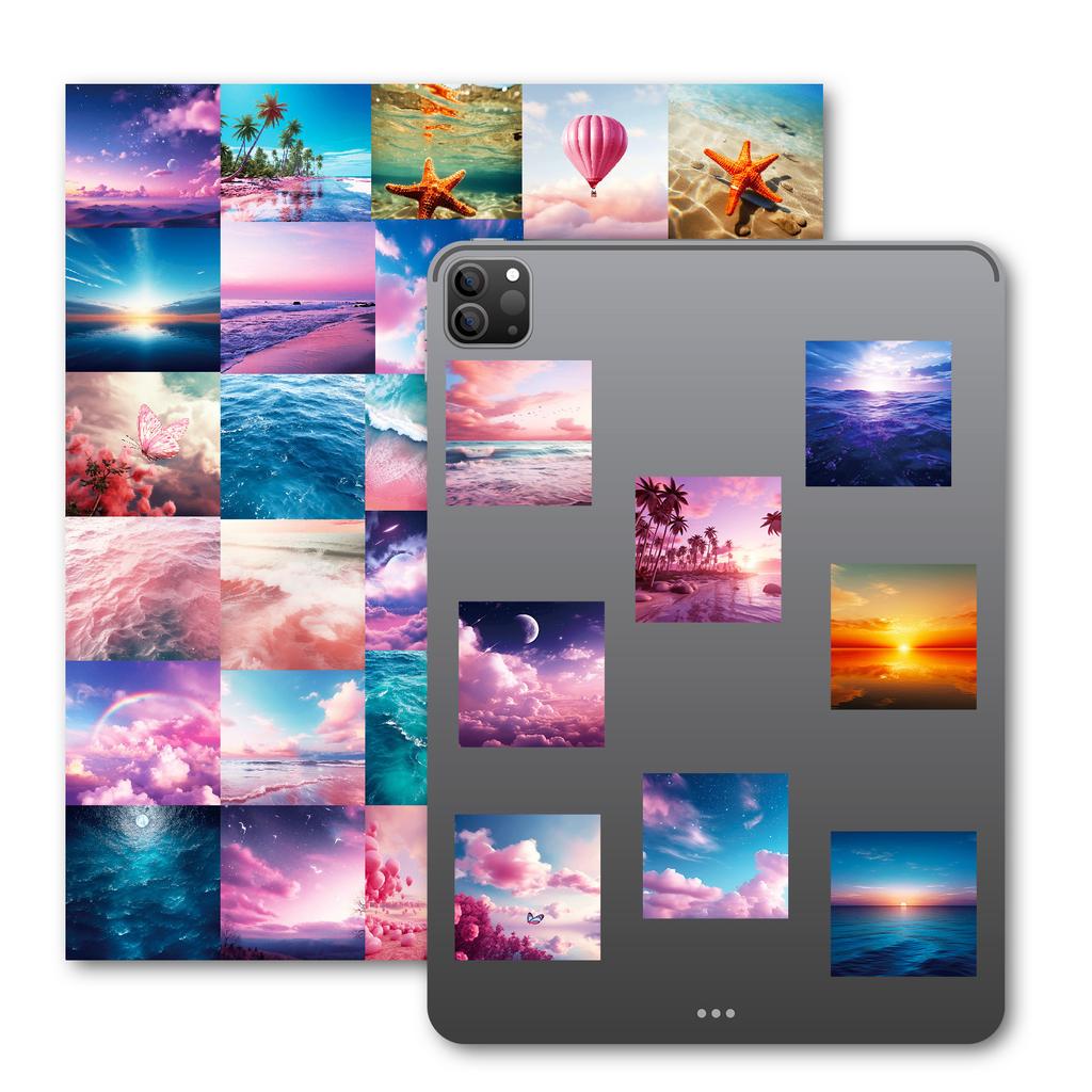 50 Dreamy Sky and Sea Stickers Colorful Auspicious Clouds and Stars Sea Landscape Stickers