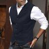 Herrväst Enkelknäppt Enfärgad Ärmlös Revers Smal Passform Formell Affärsstil Cardigan