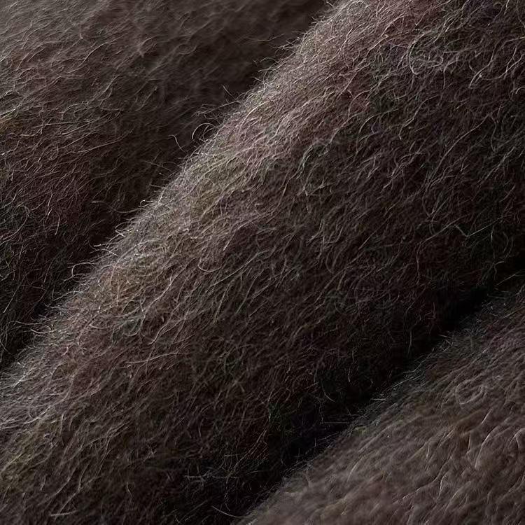 Women's Double-Sided Woolen Coat - Casual Loose Fit, Mid-Length, Suit Collar, Long Hair, Autumn/Winter 2025 Collection