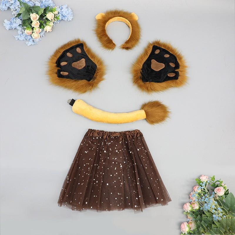 Furry Lion Ears Headband Halloween Costume Cosplay Animal Theme Party Accessory