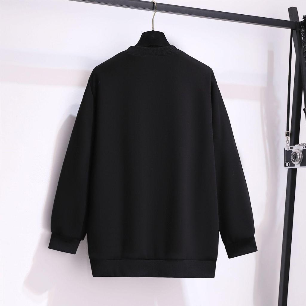 2025 Women's Fleece Crew Neck Sweatshirt with Printed Letter, Kangaroo Pocket, and Long Sleeves