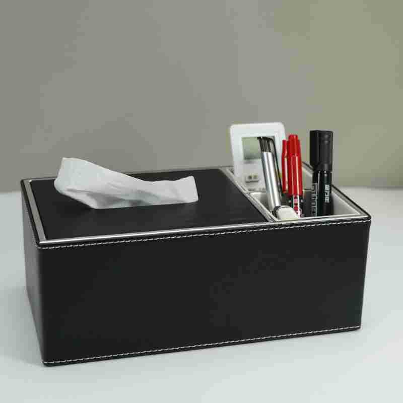 Multi-functional Leather Tissue & Remote Holder for Home & Office LG8210