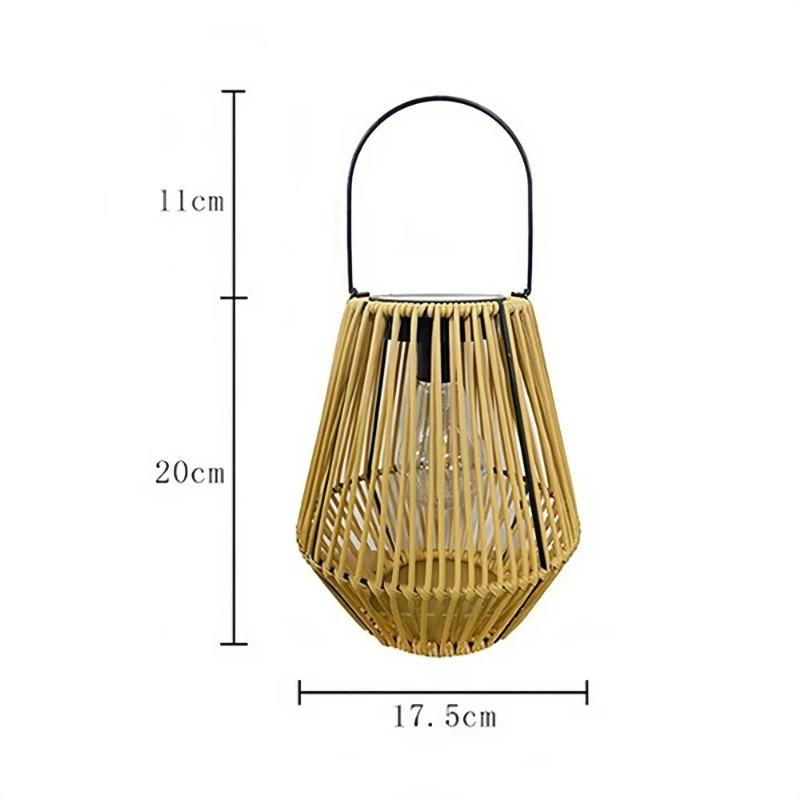 Solarbetriebene Rattan-Bambus-Laterne IP65 Wasserdichte Hänge- & Steh-Dekorationsleuchte für Balkon Terrasse Hof Garten Außenbereich