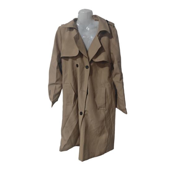 Women's Double Breasted Long Trench Coat Windproof Lapel Slim Overcoat with Belt Windbreaker Jacket for Spring Autumn