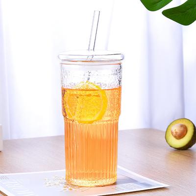 Large Capacity Straw Glass Fruit Teacup Ins Household Summer Special Drink Juice Cup Drinking Cup High Borosilicate