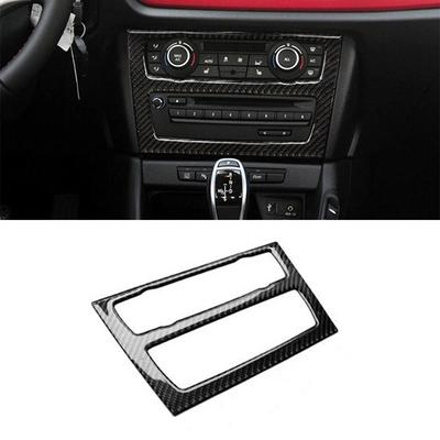 Pegatinas decorativas para marco de panel de control de CD de coche, fibra de carbono real, para BMW E84 X1 2011-2015