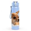 1PC Chihuahua Dog Looking Up 750ml Color Plastic Sports Water Bottle Leakproof Flip Straw Lid Suitable for Sports Office Home Use
