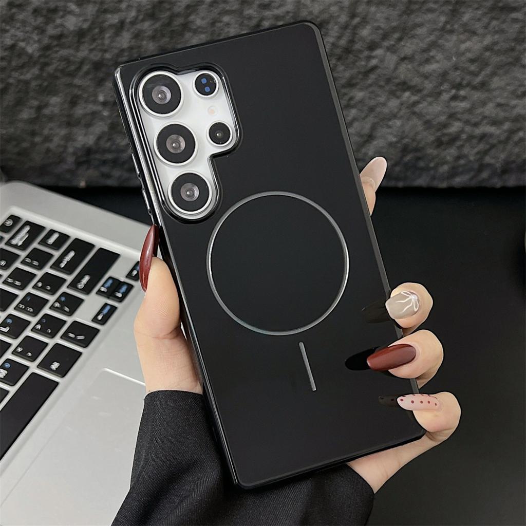 For Samsung Galaxy S25 Ultra Case Compatible with MagSafe Glossy TPU Shockproof Phone Cover