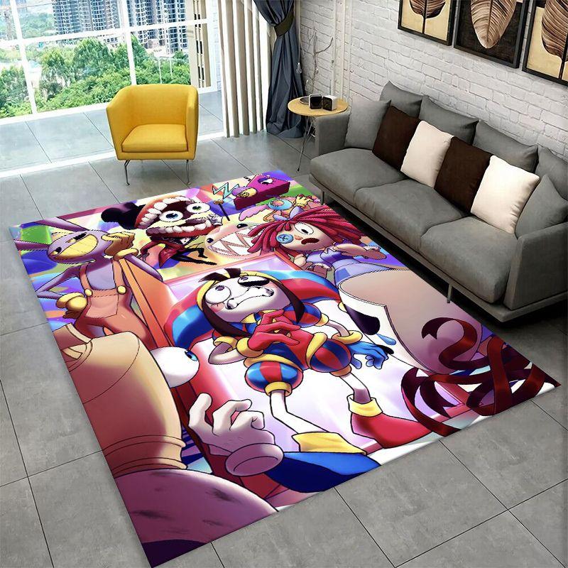 Cartoon Amizing Digtal Circus Pomni Non-Slip Area Rug for Living Room,Bedroom,Playroom,Carpet Floor Mat Home Decor Rug Room