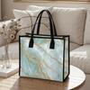Elegant Cyan Gold Vein Tote Bag for Daily Shopping Commute Portable Stylish Carryall Bag