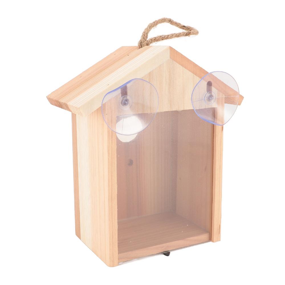 1pcs See Through Design Window Bird House Suction Cup Mount Transparent Bird House Outdoor Decor