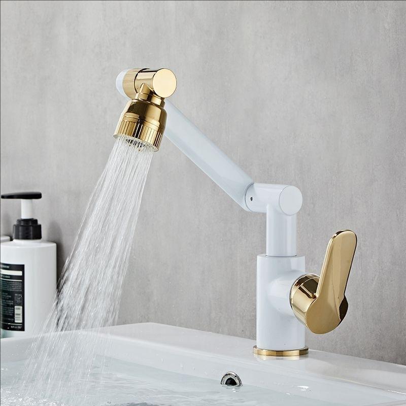 Robinet de lavabo de salle de bain en laiton antique Mélangeurs de cuisine universels Robinets Chaud Froid Ménager Modes doubles Rotatif Bidet Bras robotique