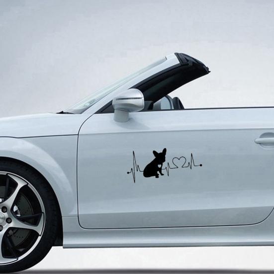 French Bulldog Heartbeat Car Bumper Window Sticker Reflective Decorative Decal