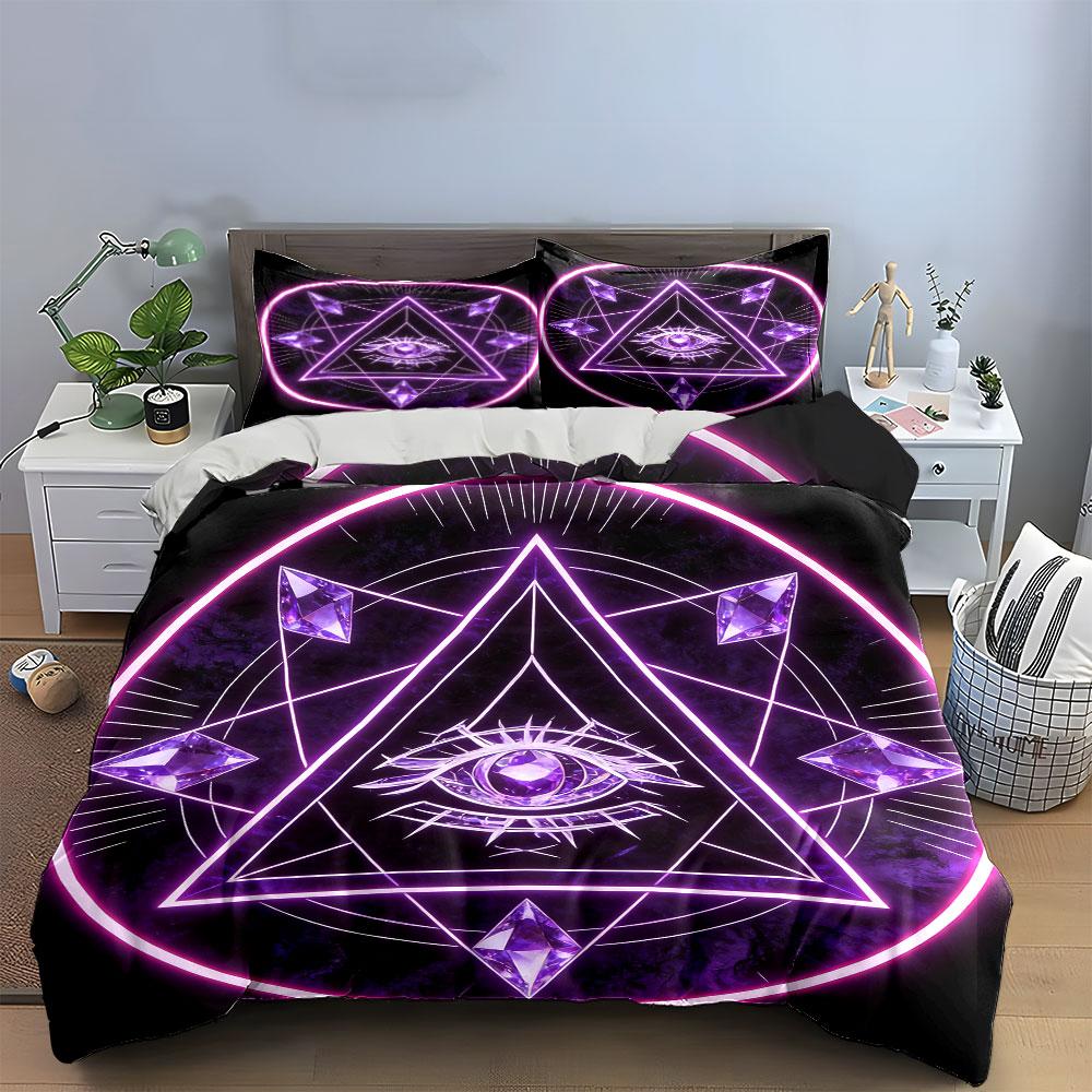Geometric Mystic Design Set Soft Comfortable Duvet Cover Bedding Set Included 1*Duvet Cover & 2*Pillowcases, Gift