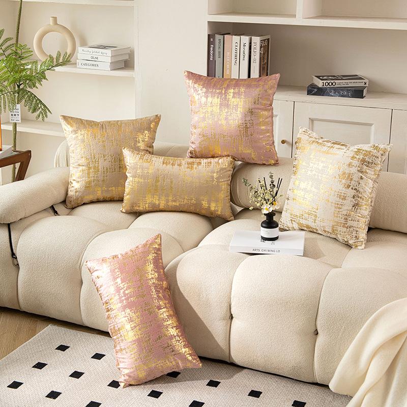 Velvet Bronzing Pillow Nordic Light Luxury Living Room Sofa Pillow Cover Model Room Decorative Cushion Cover Home