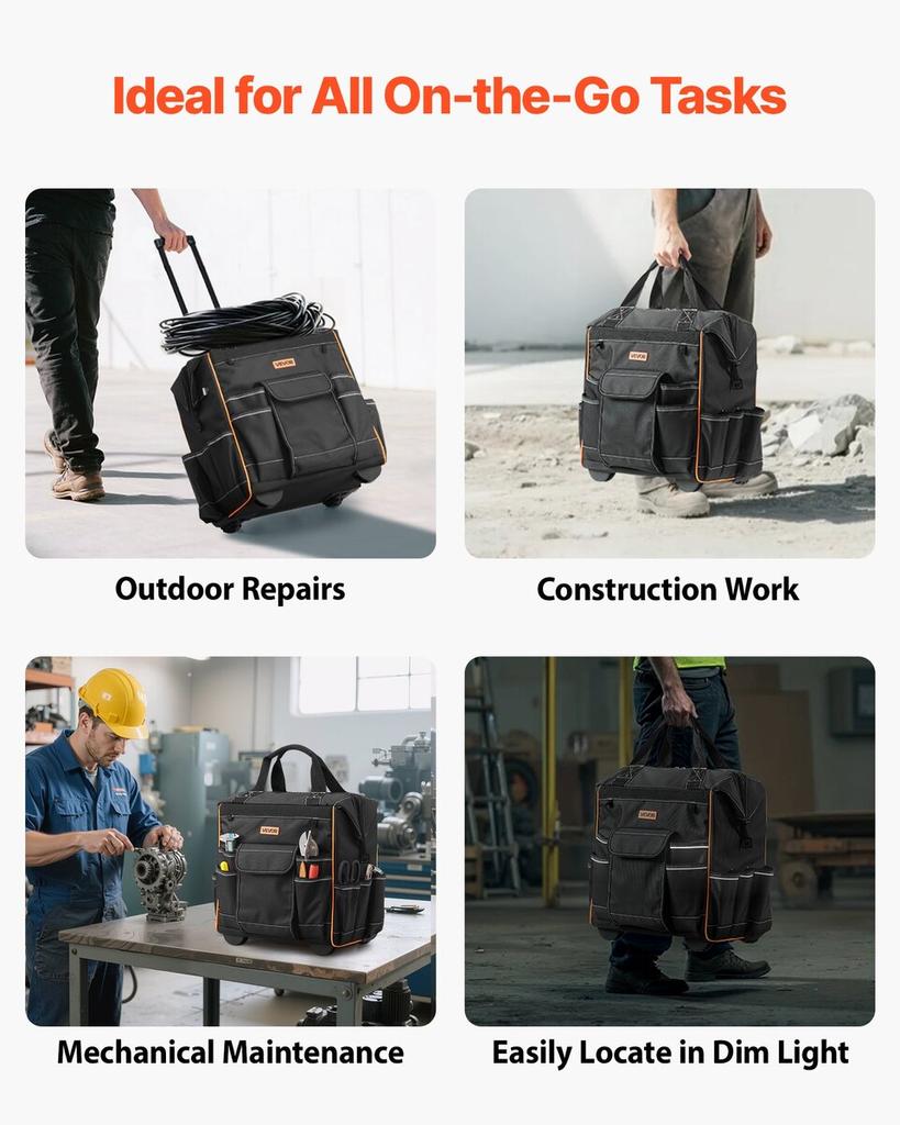 Rollende Werkzeugtasche 25 Taschen Robuste Rollende Werkzeugtasche auf Rädern