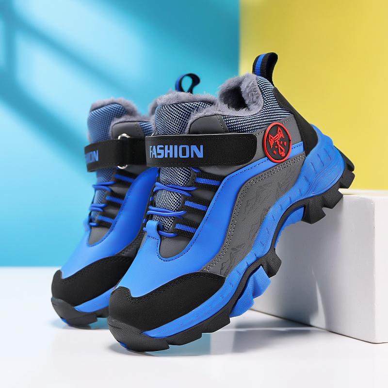 Winter Kid's Snow Boots with Plush Anti Slip Wolf Claws Hiking Cotton Shoes