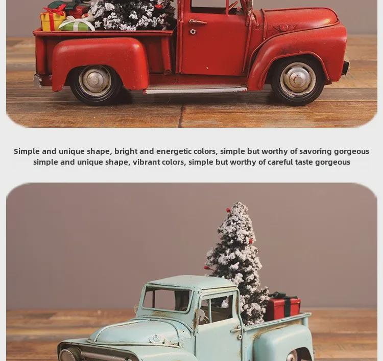 Ručně vyráběná evropská vánoční ozdoba nákladního auta - Model z plechu