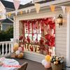 2D Boho Rustic Valentine Tapestry, Red Hearts, Flowers & Teddy Bears