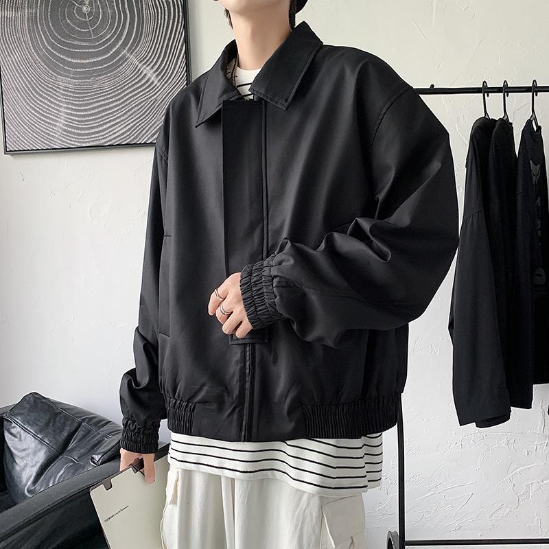 Men's Vintage Shoulder Pad Bomber Jacket - High-End Spring/Autumn Baseball Coat