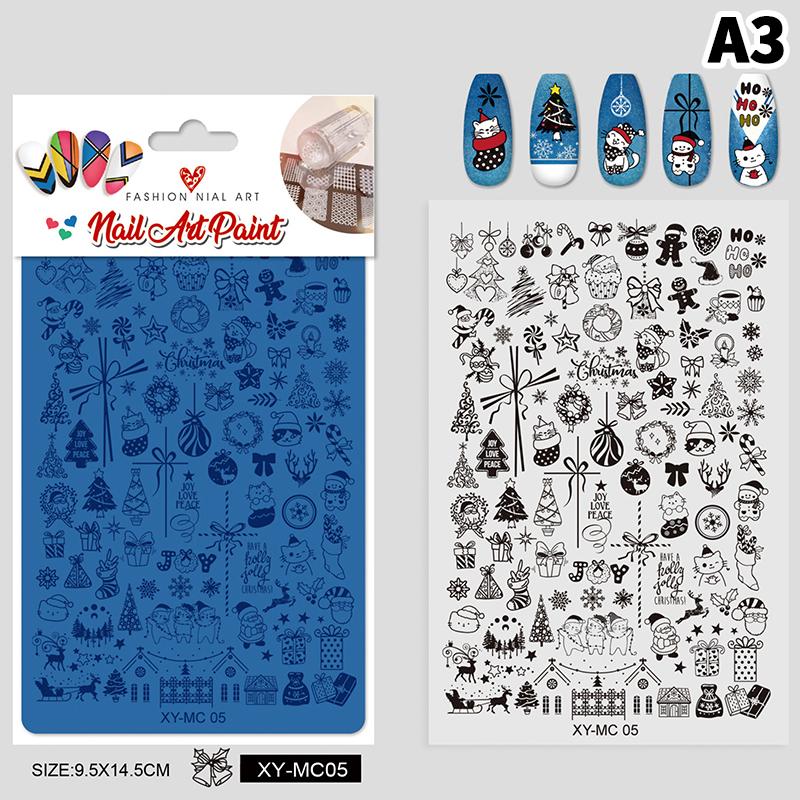 Nail Stamping Christmas Style Design Printed Steel Plate Cartoon Bow Milu Deer Pattern Nails Stencils Diy Manicure Tools