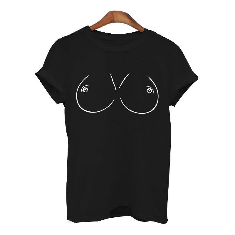 Летние футболки для женщин harajuku с принтом «сиськи и грудь» — фото 16