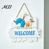 Mediterranean Hanging Ornament Style Wooden Welcome Sign, Starfish And Shells Rustic Sea Life Plaque Plaque, Decorative Wall Art for Home Porch