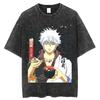 Japanese Anime Gintama Tshirt Sakata Gintoki Graphic Vintage Washed Oversized T Shirt Mens Clothing Cotton Short Sleeve Tees