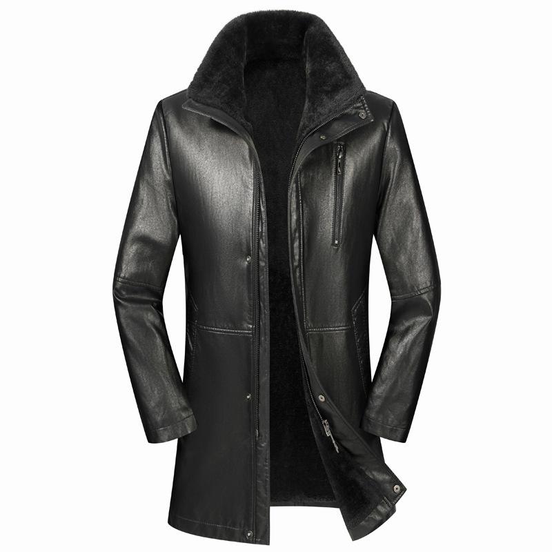 Winter High-end Men's Velvet Thickened Jacket Middle-aged and Elderly Dad Genuine Leather Short Loose Sheepskin Jacket