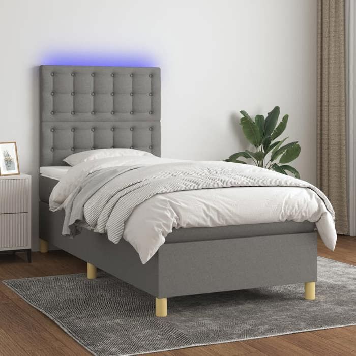 VidaXL Sommier à Lattes de Lit avec Matelas et LED, Lit Rembourré, Lit Simple, Lit Adulte de Chambre à Coucher Intérieur, 3135710
