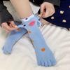 4Pairs All-Season Wearable New Ugly Cute Quirky Abstract Clownfish Five-Toe Couple Mid-Calf Socks