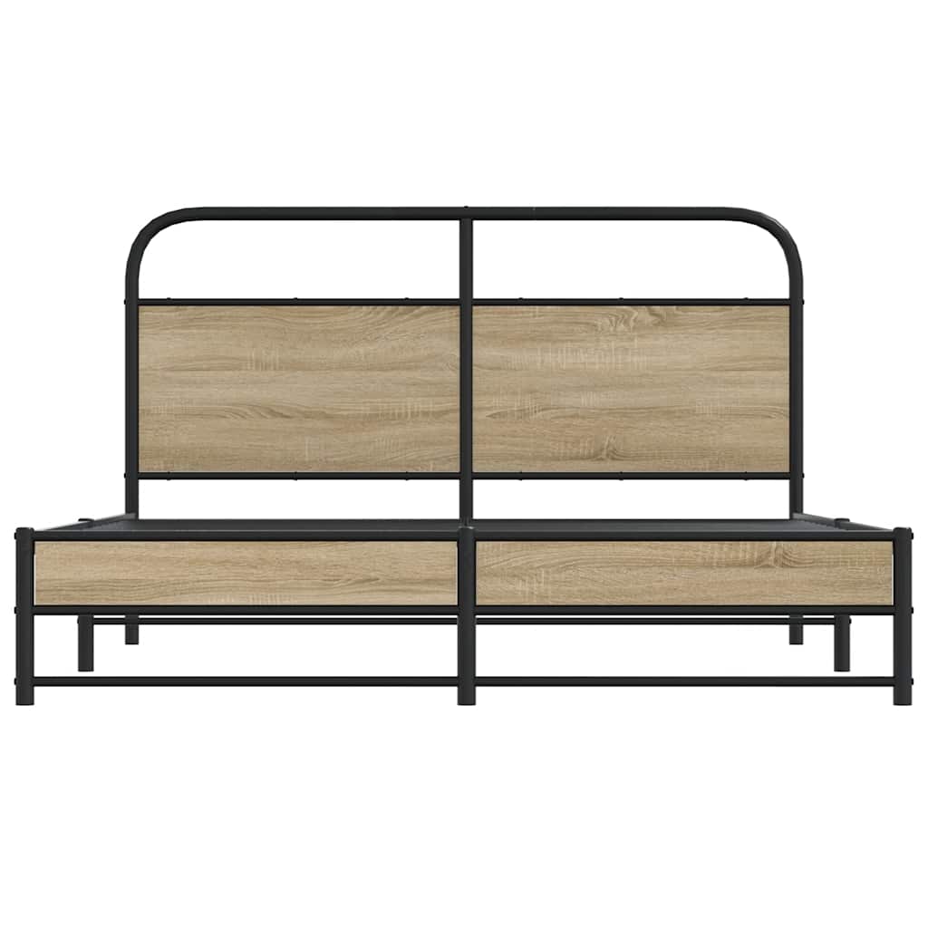 Vidaxl Metal Bed Frame, Without Mattress, Smoked Oak, 160X200 Cm