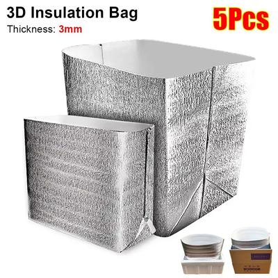 5Pcs Portable Ice Cold Warm Aluminum Foil Bag Food Thermal Delivery Carrier Insulation Bag 3mm Packing Cooler Bag Drink Storage