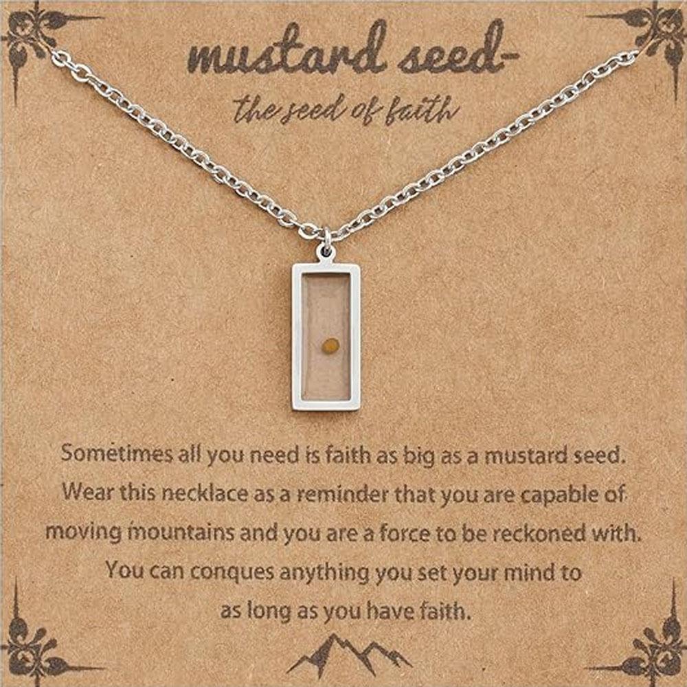18K Gold Plated Stainless Steel Mountains-Mustard Necklaces Christian Faith Jewelry Mustard Seed Faith Necklace for Women Gifts