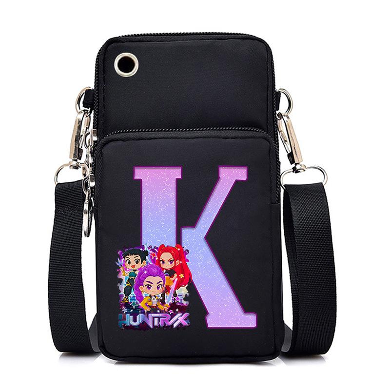 Anime Cartoon Peripheral 26 Letters Mobile Phone Bag Multi-Function Vertical Square Black Messenger Bag