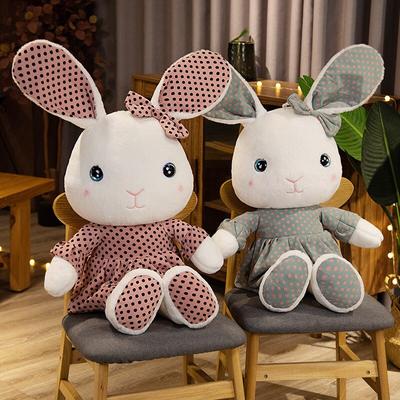 Kawaii Rabbit In Polka Dot Skirt Plush Toys Cute Bunny Plush Pillow Stuffed Soft Animal Dolls Girls Xmas Gifts