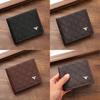 Fashionable Men's Short Wallet With Geometric Pattern Multiple Card Slots And Coin Pocket In Soft Pu Leather