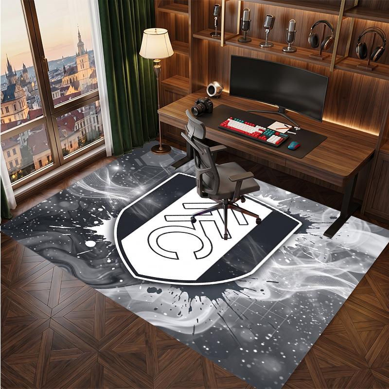 Fulham Football Print Crystal Velvet Rug, Comfortable Water Absorbent Non Slip Indoor Floor Carpet