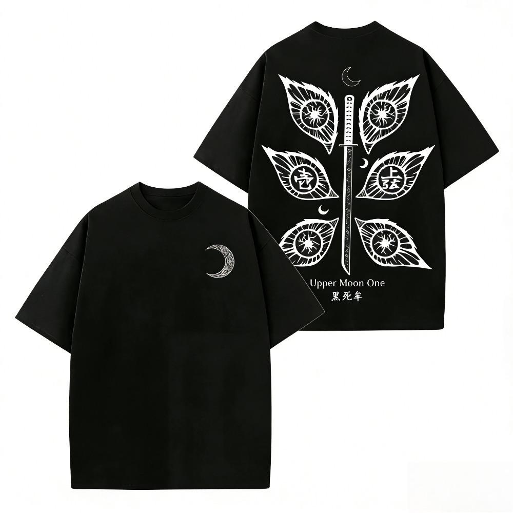 T-shirt in Puro Cotone Kokushibo con Stampa Anime Nuovo Estivo 2026 Demon Slayer - Top Casual Largo a Maniche Corte Genitore-Figlio