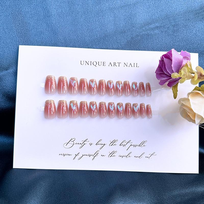 

24 шт. Румяна Глиттер Ледяное Проникновение Накладные Ногти С Клеем Накладные Ногти Надавливаемые Носимые Накладные Ногти Сделай Сам Домашний Нейл-Арт Ногти