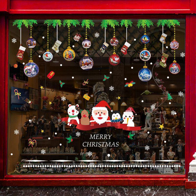 Christmas Merry Window Stickers Xmas New Year Decor Decals Santa Reindeer Claus
