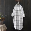 Women's Checkered Shirt Summer Loose Women's Medium Long Shirt Hong Kong Style Thin Shirt
