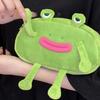 Pencil Bag Frog Wearing Glasses Design Plush Cloth Pencil Pouch Large Zipper Opening Stationery Organizer